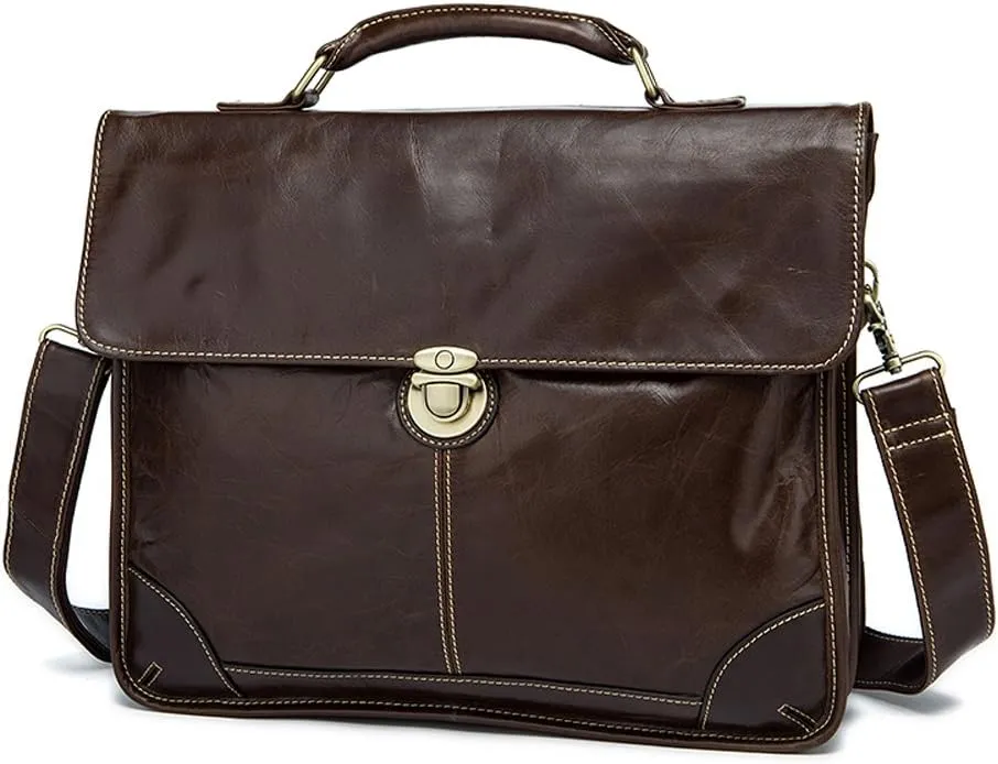 Vintage Leather Briefcase Messenger Bag