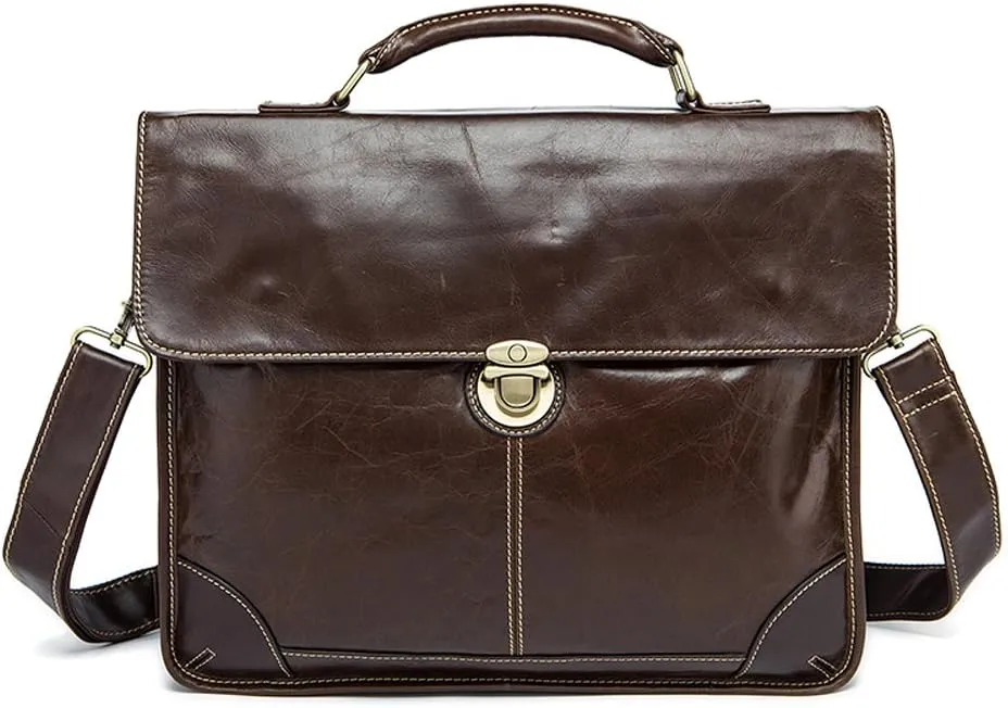 Vintage Leather Briefcase Messenger Bag