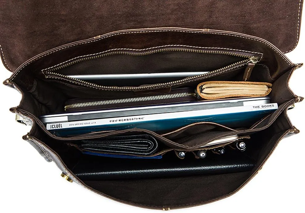 Vintage Leather Briefcase Messenger Bag