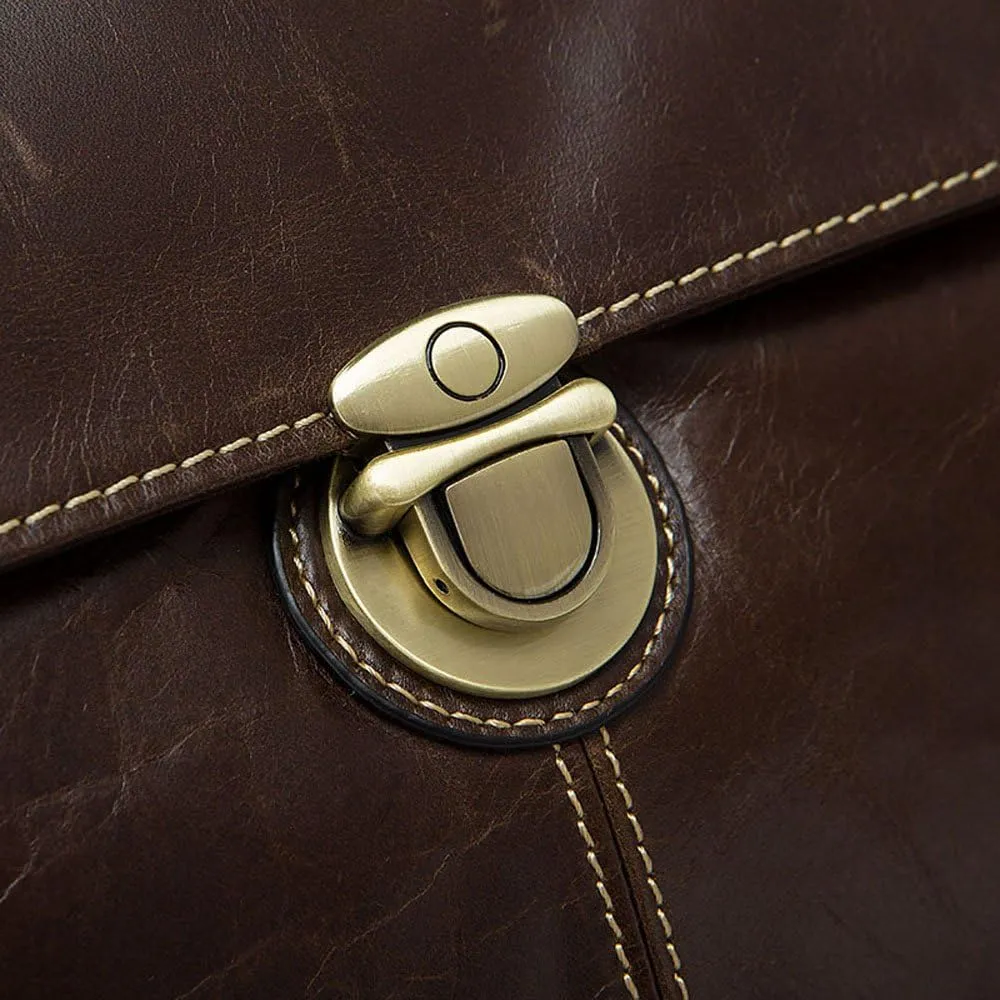 Vintage Leather Briefcase Messenger Bag