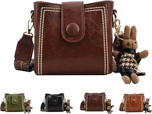 Vintage Retro Small Water Bucket Bag, Vintage Fashion Bag With Adjustable Wider Shoulder Strap (Coffee)