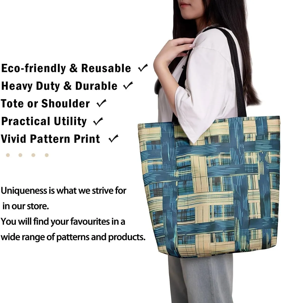 Vintage Stripes Canvas Tote Bag 16x20 Inch,Geometric Brown Taupe Handbag,Modern Abstract Tote Bag