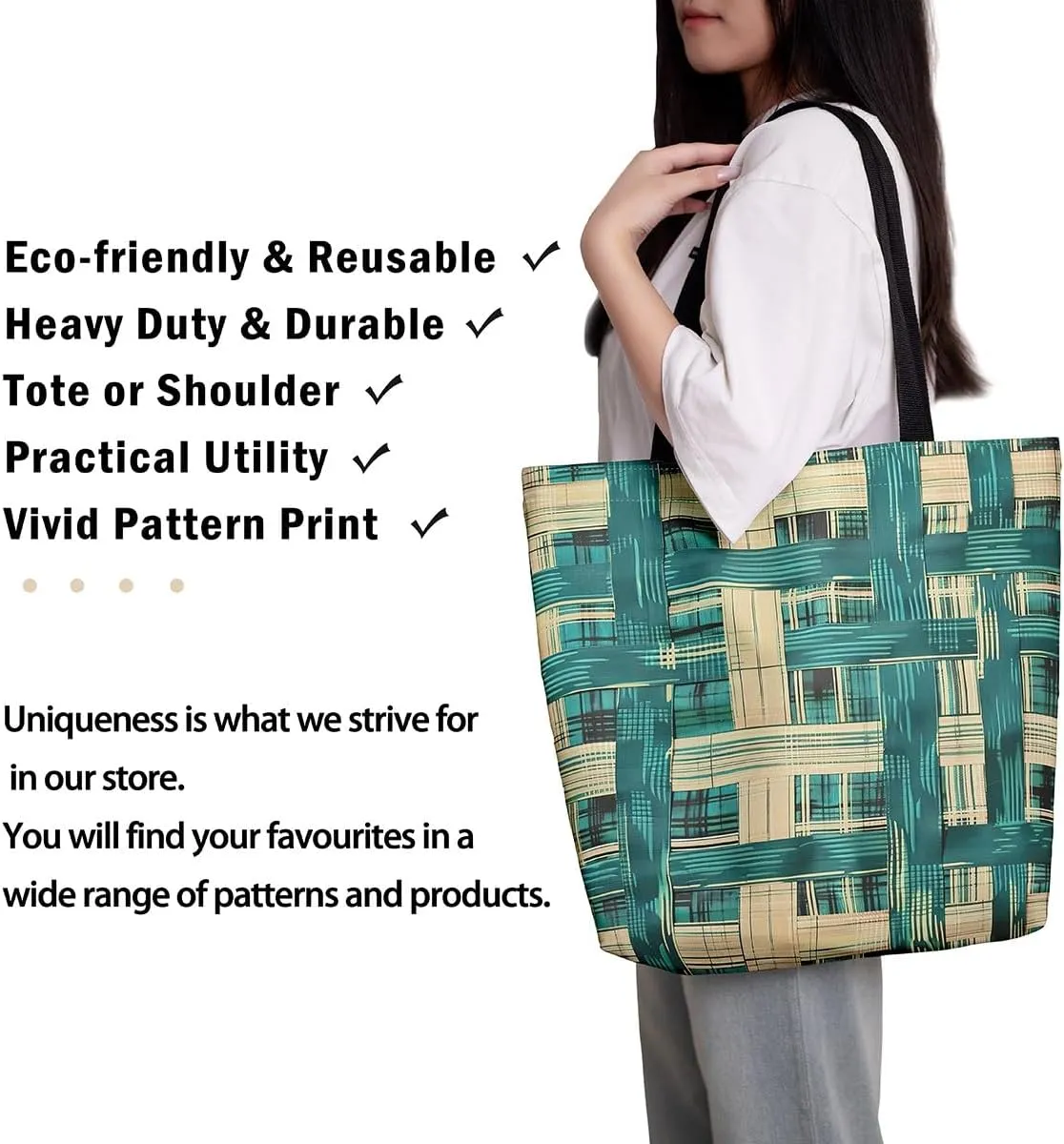 Vintage Stripes Canvas Tote Bag 16x20 Inch,Geometric Brown Taupe Handbag,Modern Abstract Tote Bag