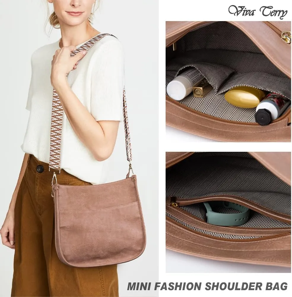 Viva Terry Vegan Leather Crossbody Fashion Shoulder Bag Purse with Adjustable Strap