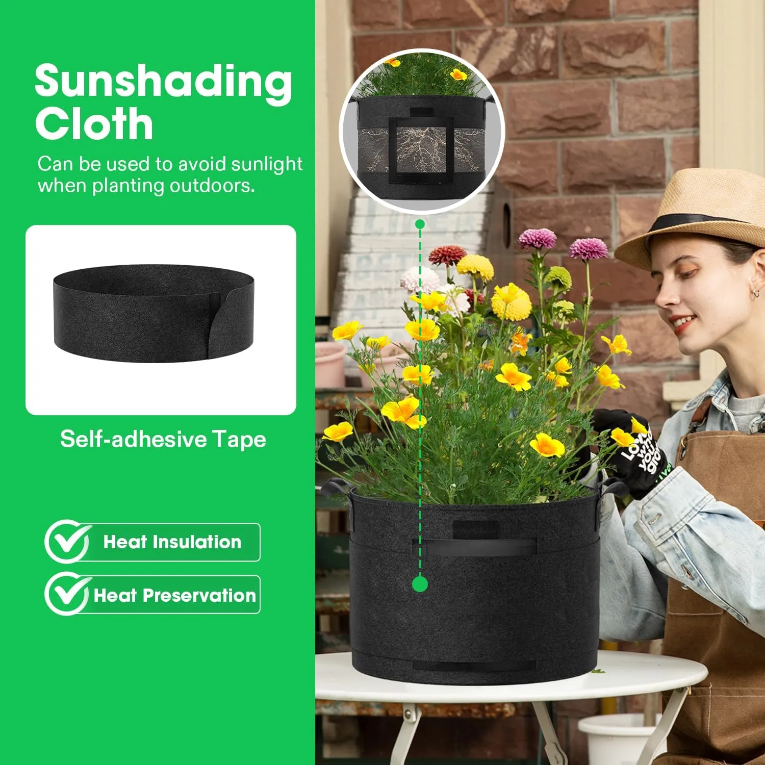 VIVOSUN 5-Pack 7 Gallon Visible Potato Grow Bags, Thick Fabric Potato Pots with 360° Visibility & Harvest Window, Potato Growing Containers Potato Planter Potato Planter for Growing Potatoes, Black