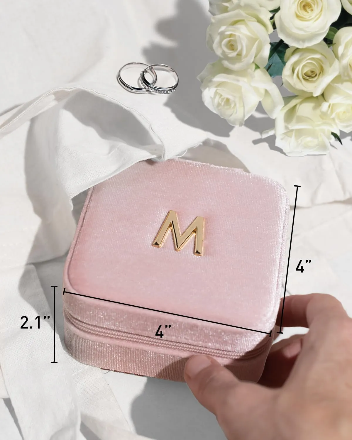 Vlando Mothers Day Gifts for Mom Travel Jewelry Case for Girl Women, A Initial Jewelry Case, Mini Jewelry Travel Organizer Travel Essentials for Travel Gift Teen Girls - Letter A, Pink