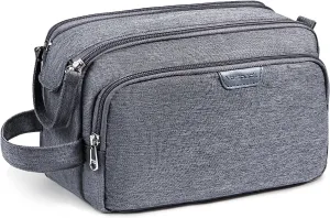 Vorspack Travel Toiletry Bag for Men - Large Mens Toiletry Travel Bag Water Resistant Dopp Kit Shaving Bag for Bathroom Toiletries Gifts - Grey