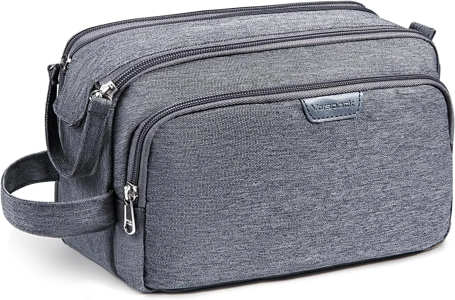 Vorspack Travel Toiletry Bag for Men - Large Mens Toiletry Travel Bag Water Resistant Dopp Kit Shaving Bag for Bathroom Toiletries Gifts - Grey