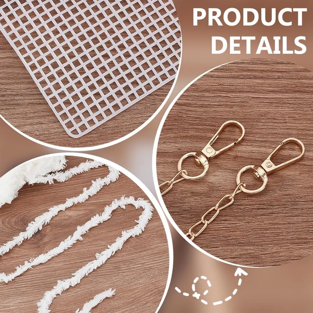 WADORN DIY Knitting Crochet Handbags Kit, Plastic Mesh Shoulder Bags Crafting Material for DIY Purse Embroidery Handmade Women's Crochet Cossbody Bag Making Set for DIY Crochet Bag Accessories, Pink