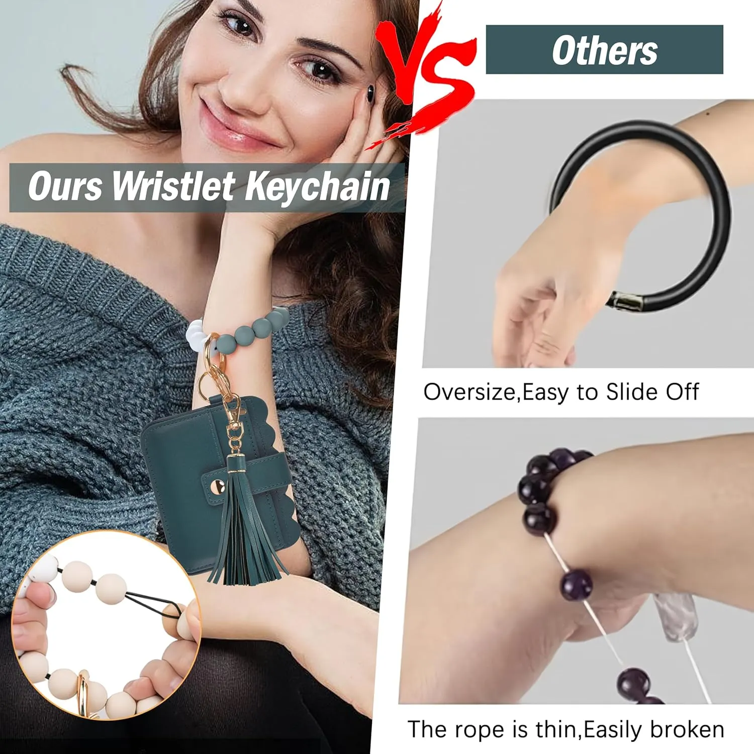 Wallet Keychain Wristlet for Women RFID Card Holder Keychain Key Chain Wallet Key Ring with Wrist Wallet for Women