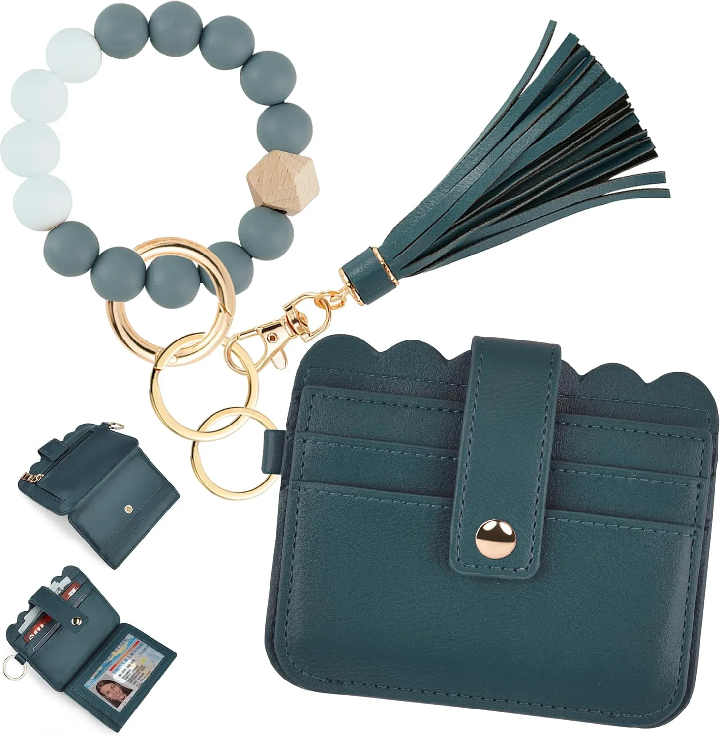 Wallet Keychain Wristlet for Women RFID Card Holder Keychain Key Chain Wallet Key Ring with Wrist Wallet for Women