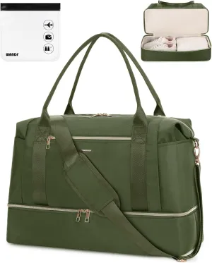 WANDF For Spirit Airlines Personal Item Bag 18x14x8 Underseat with Wet Pocket & Shoe Compartment & Tsa Approved Toiletry Bag