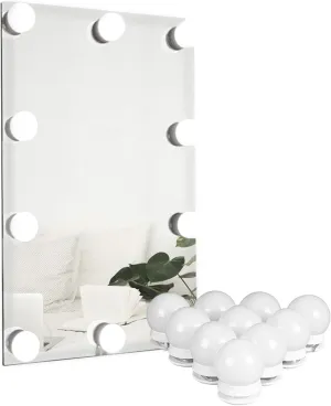 Waneway Vanity Lights for Mirror, DIY Hollywood Lighted Makeup Mirror with Plug in Dimmable Lights, Stick on LED Mirror Light Kit for Vanity Set, for Bathroom Wall Mirror, 10-Bulb