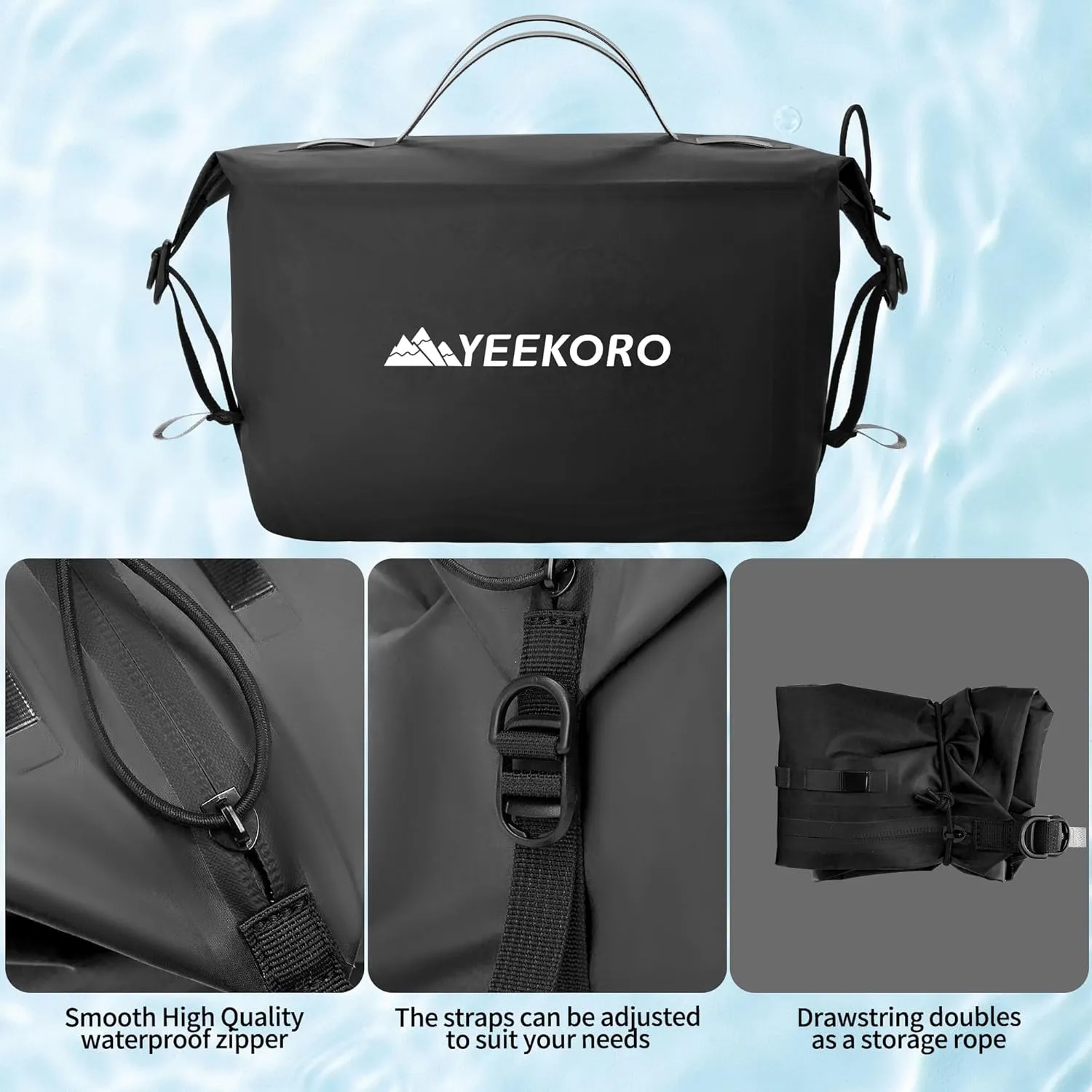 Waterproof Toiletry Bag for Travel, Zipper Styles, 40D Nylon Toiletry Organizer Bags with Shoulder Straps for Men Women, Travel Accessories（2 PACK,Black