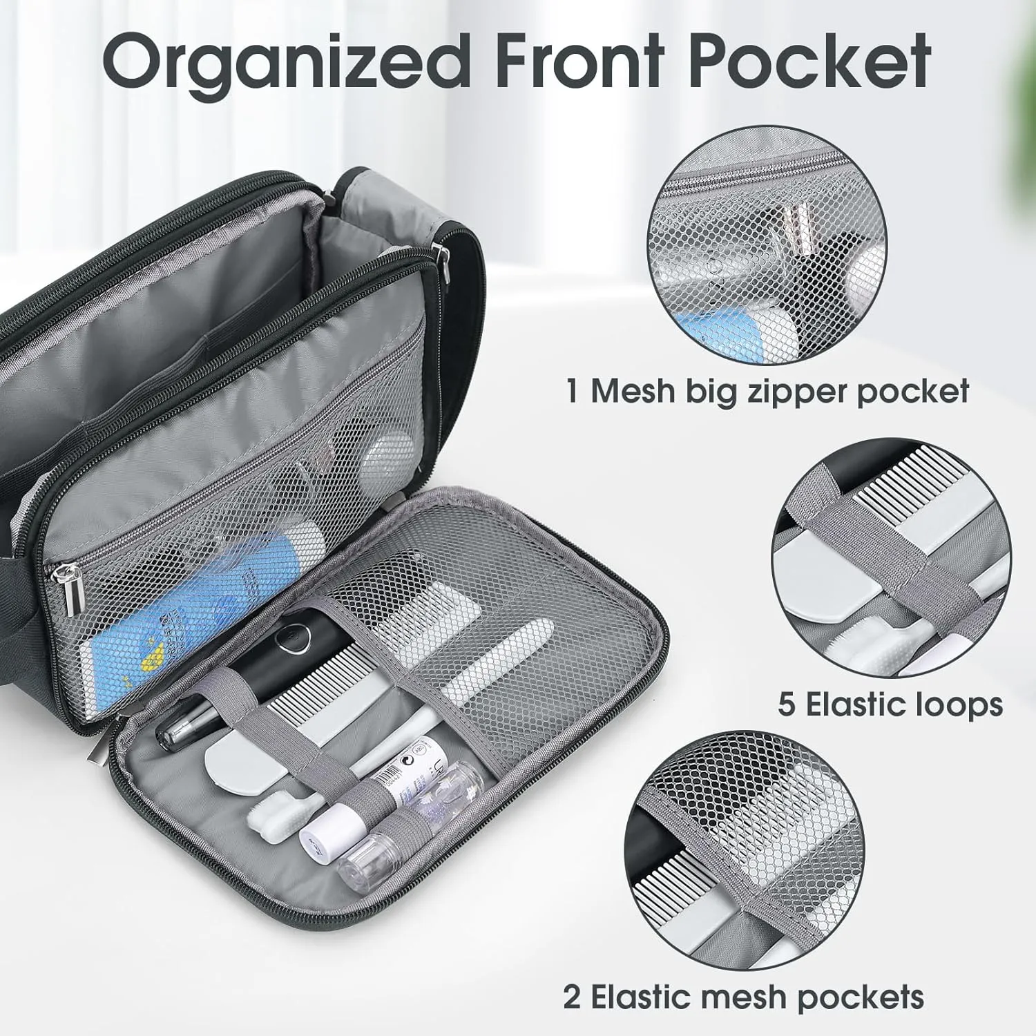 Wedama Toiletry Bag for Men, Handheld Travel Bag, Waterproof Toiletries, Thickened Polyester Dopp Kit, Toiletries Business Trips and Camping, Grey, KK-117-P