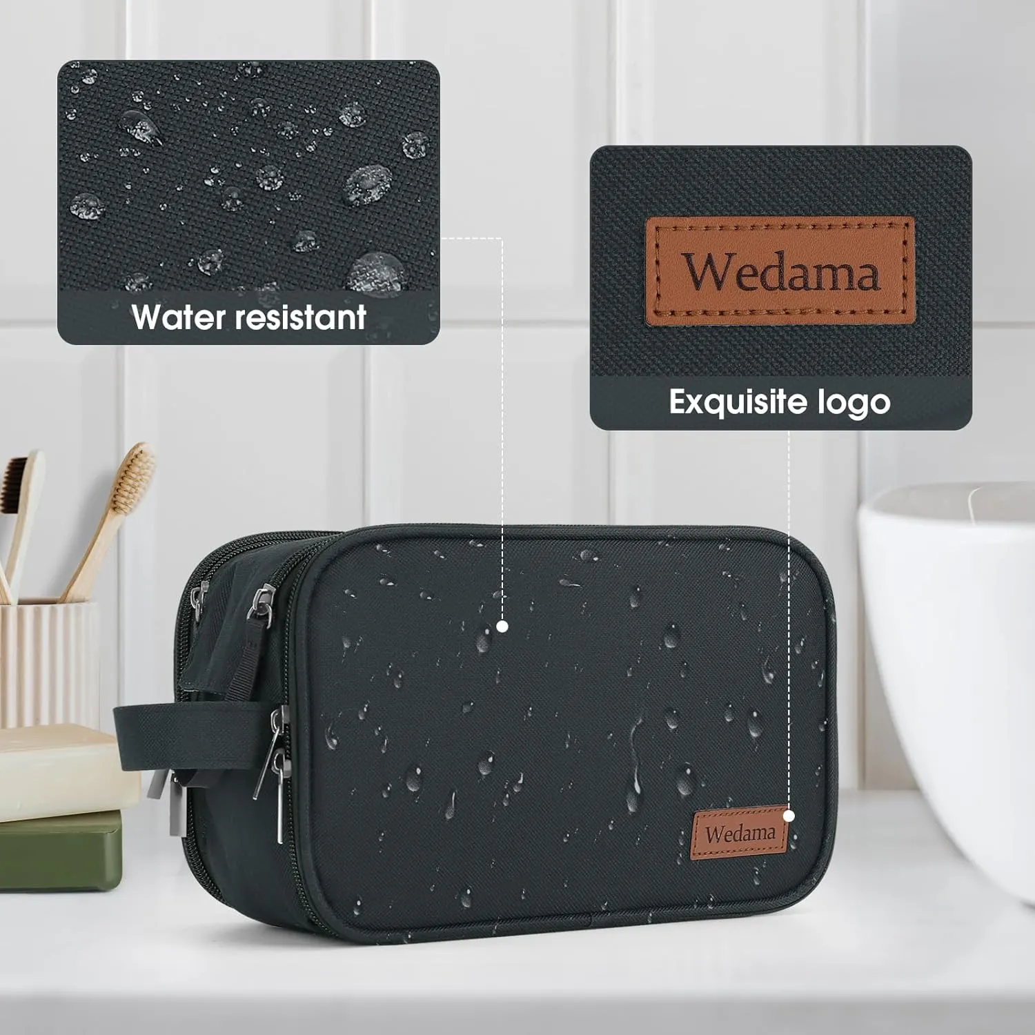 Wedama Toiletry Bag for Men, Handheld Travel Bag, Waterproof Toiletries, Thickened Polyester Dopp Kit, Toiletries Business Trips and Camping, Grey, KK-117-P