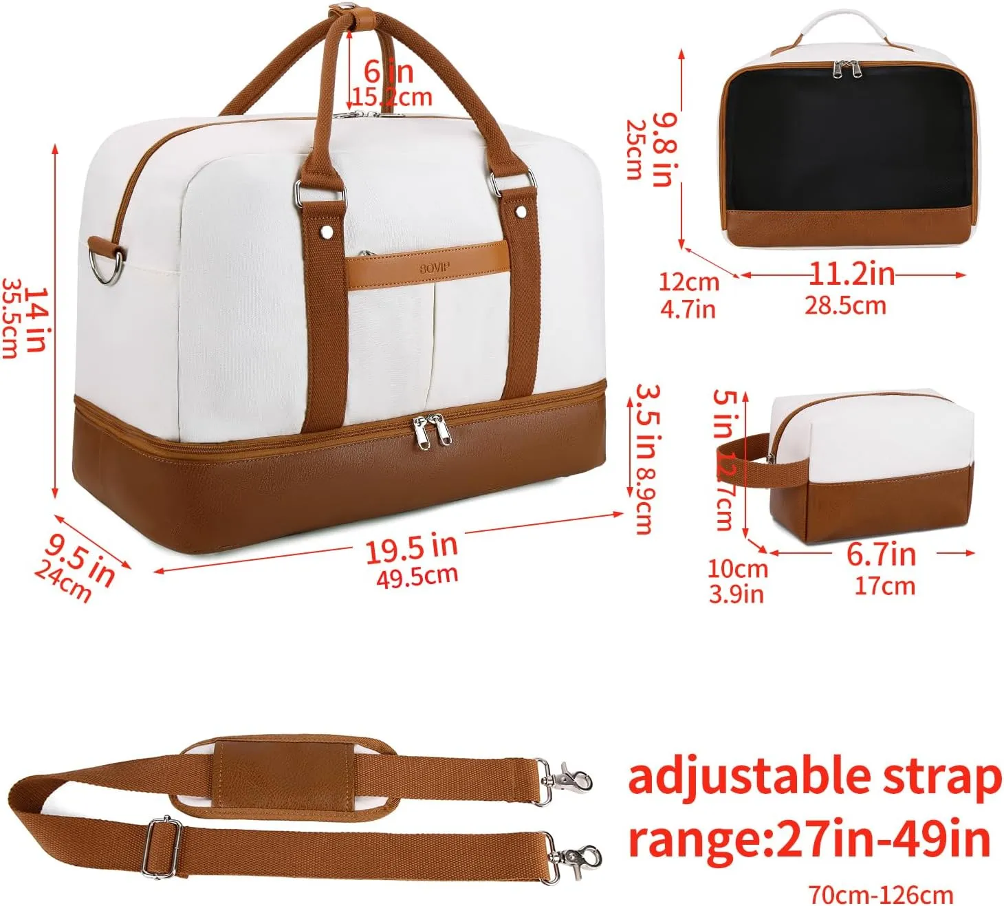 Weekender Bags for Women Overnight Bag Large Canvas Travel Duffel Bag with Shoe Compartment Carry On Tote Bag 3Pcs Set