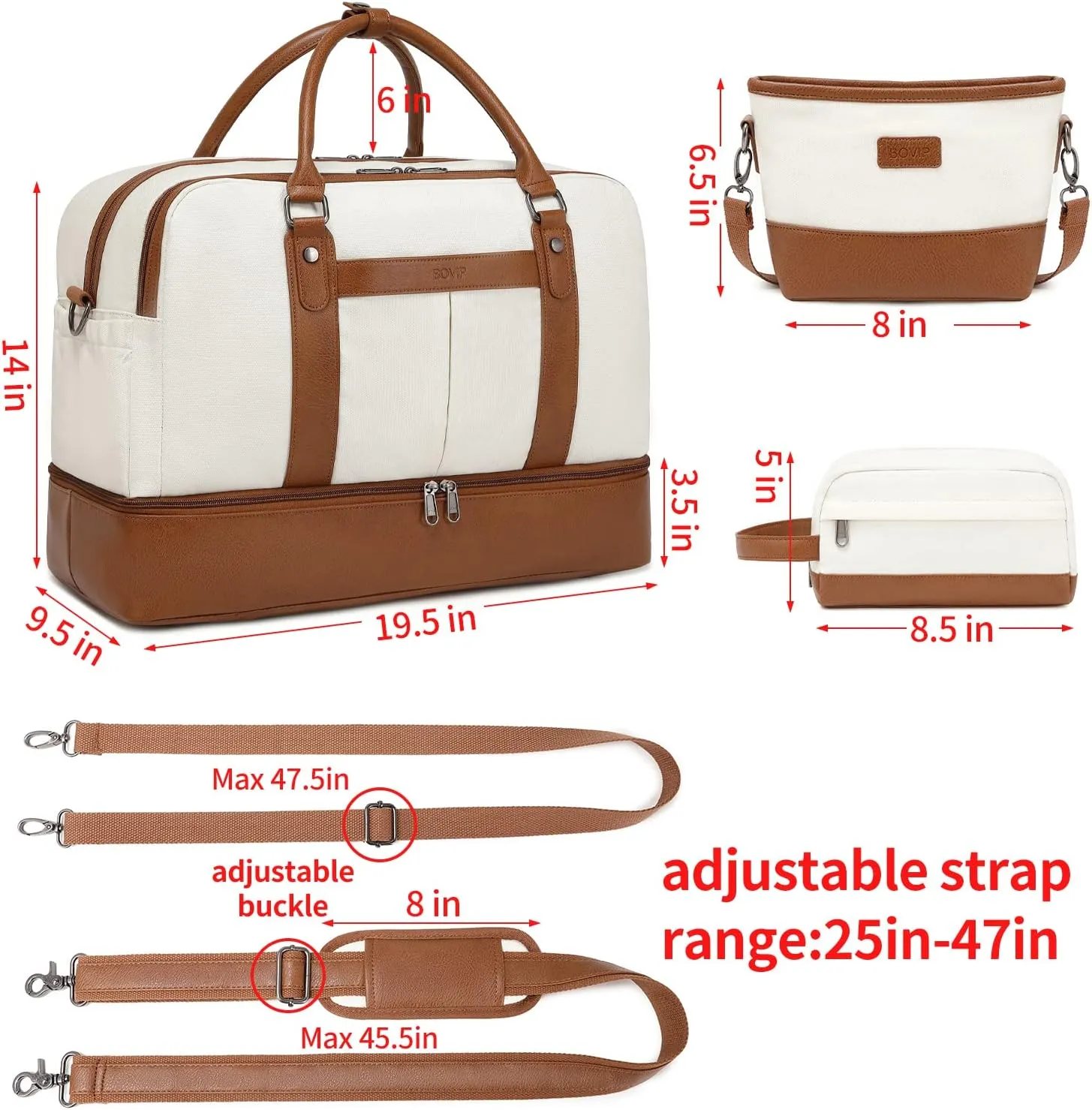 Weekender Bags for Women Overnight Bag Large Canvas Travel Duffel Bag with Shoe Compartment Carry On Tote Bag 3Pcs Set
