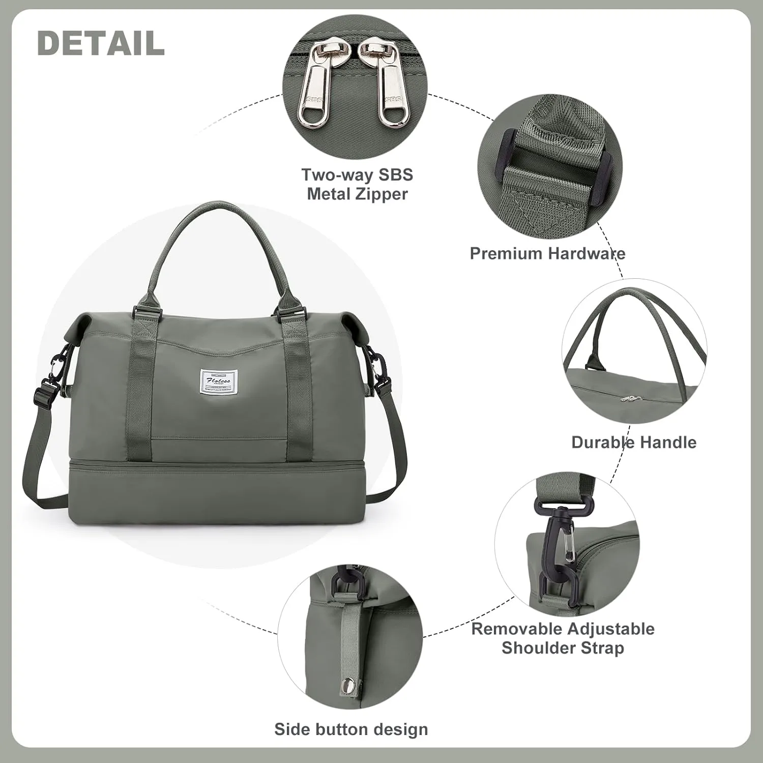 Weekender Bags for Women, Travel Duffel Bags with Shoe Compartment & Laptop Compartment,Travel Bag for Airlines,Carry on Overnight Tote Bag for women with Toiletry Bag, Upgraded-Olive Green