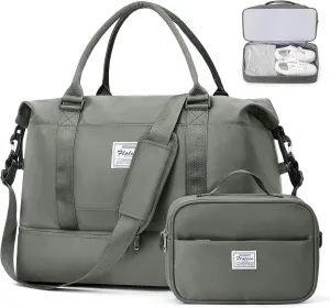 Weekender Bags for Women, Travel Duffel Bags with Shoe Compartment & Laptop Compartment,Travel Bag for Airlines,Carry on Overnight Tote Bag for women with Toiletry Bag, Upgraded-Olive Green