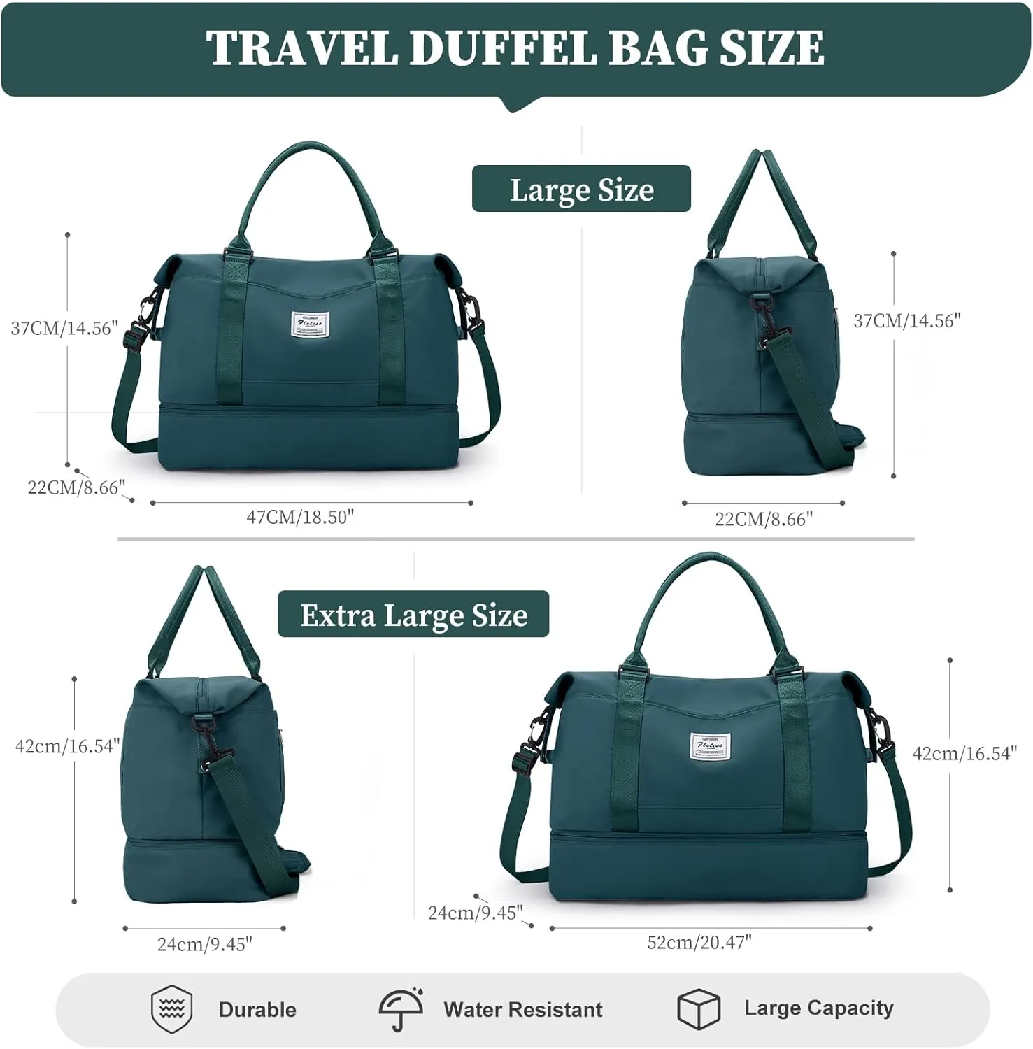 Weekender Bags for Women,Overnight Travel Duffel Bag with Shoes Compartment& Toiletry Bag,Extra Large(Peacock Blue)