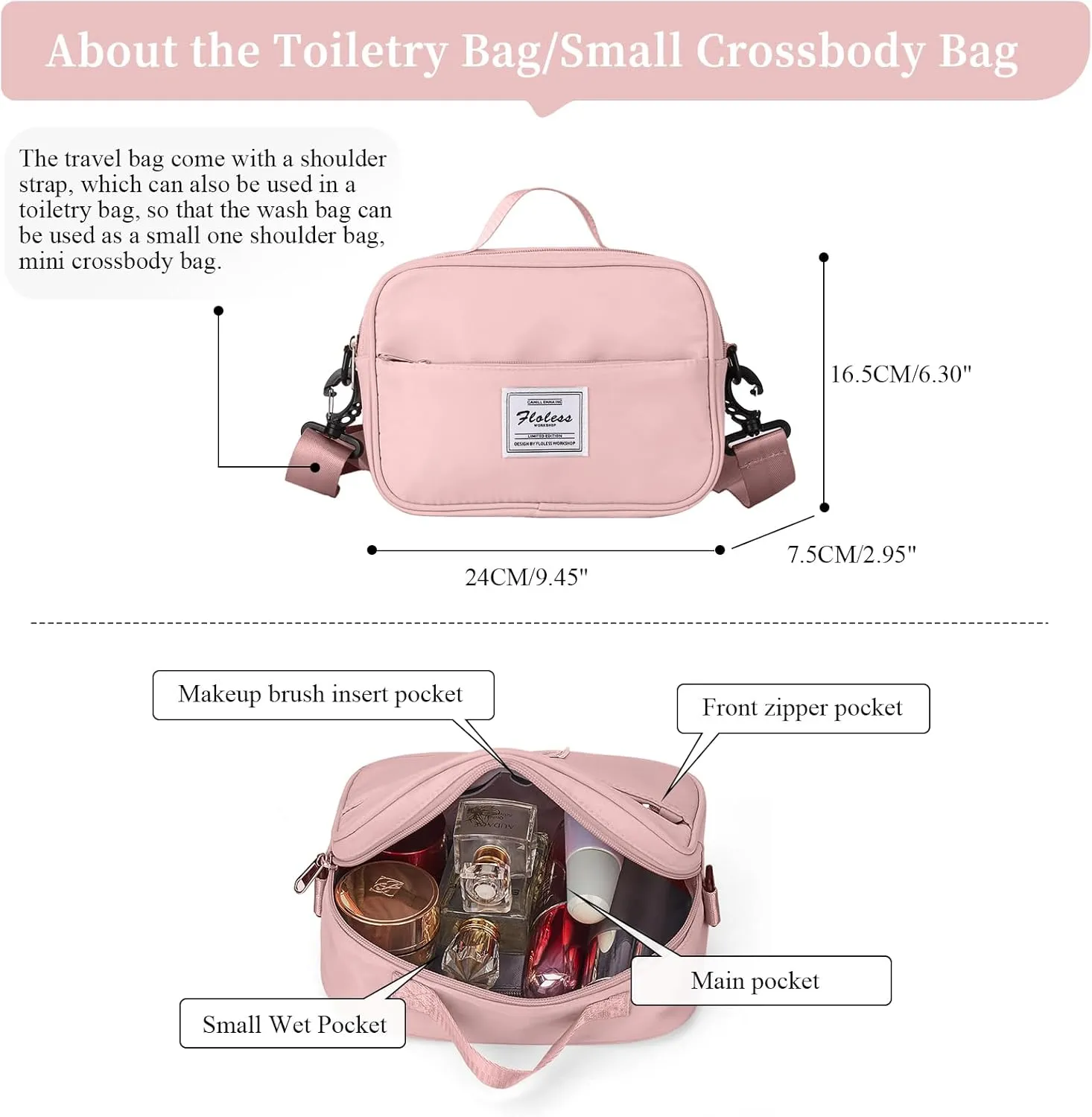 Weekender Bags for Women,Overnight Travel Duffel Bag with Shoes Compartment& Toiletry Bag,Extra Large(Pink)