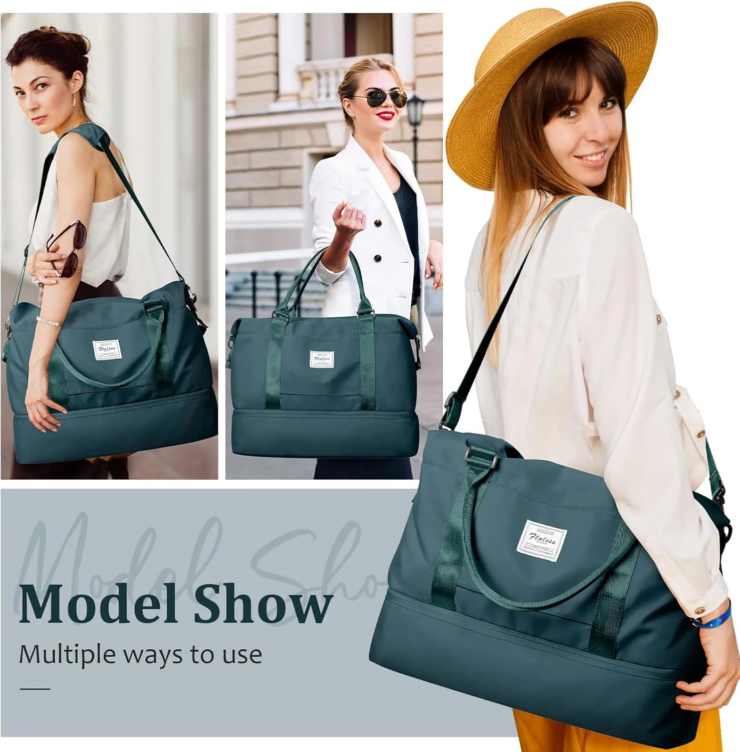 Weekender Bags for Women,Personal Item Travel Bag with Shoes Compartment,Overnight Travel Duffel Bag with Toiletry Bag
