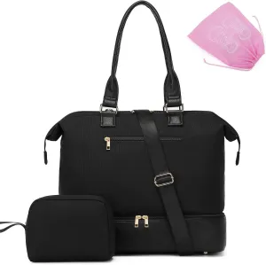 Weekender Bags for Womens,Large Travel Duffel bag with shoe compartment,Carry On Tote with Trolley Sleeve and USB Charging