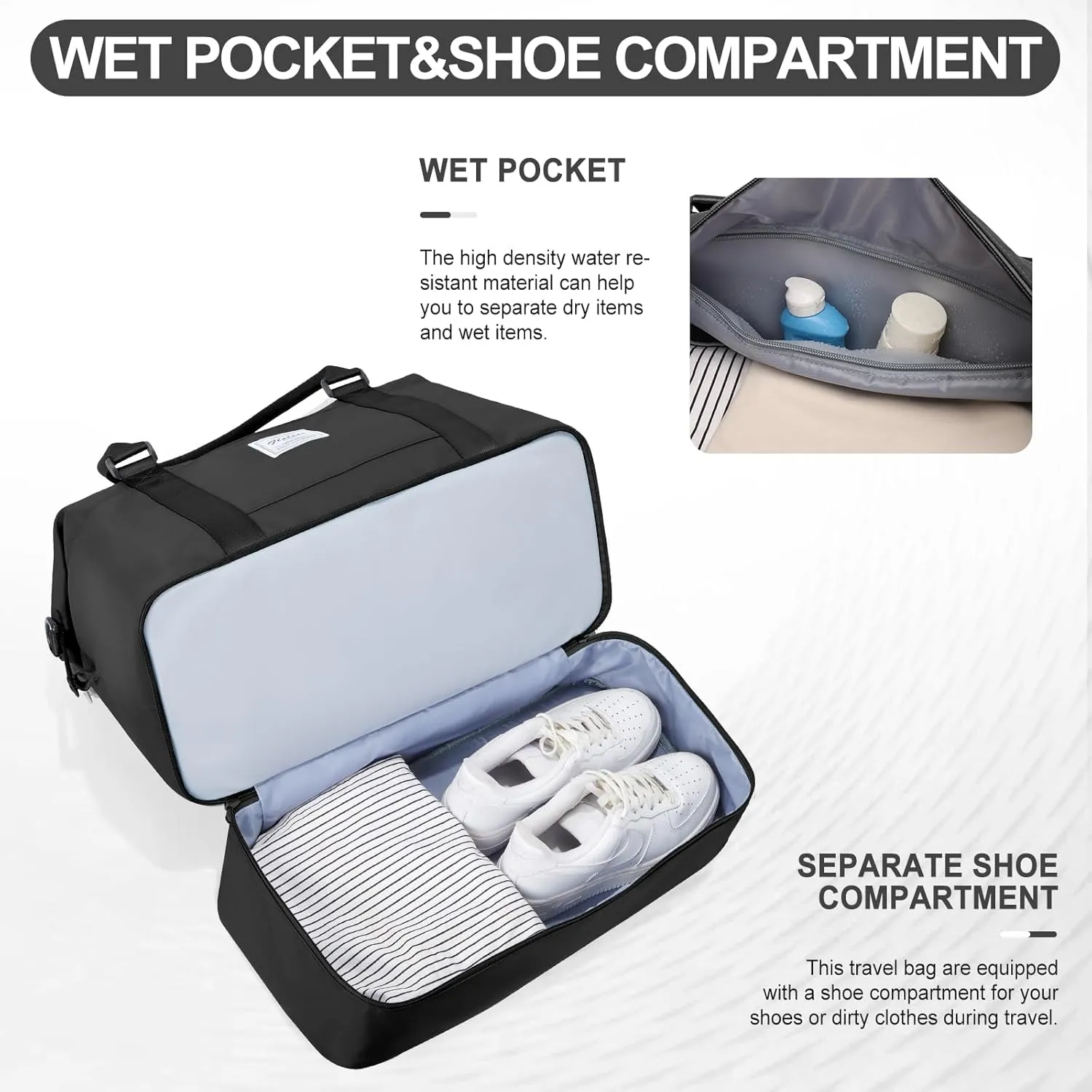 Weekender Bags for Women,Travel Duffle Overnight Bag with Shoe Compartment,Personal Item Carry On Bag,Gym Bag,3 Pcs Set