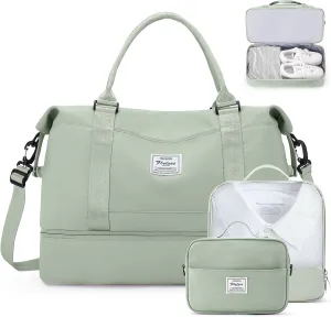 Weekender Bags for Women,Travel Duffle Overnight Bag with Shoe Compartment,Personal Item Carry On Bag,Gym Bag,3 Pcs Set