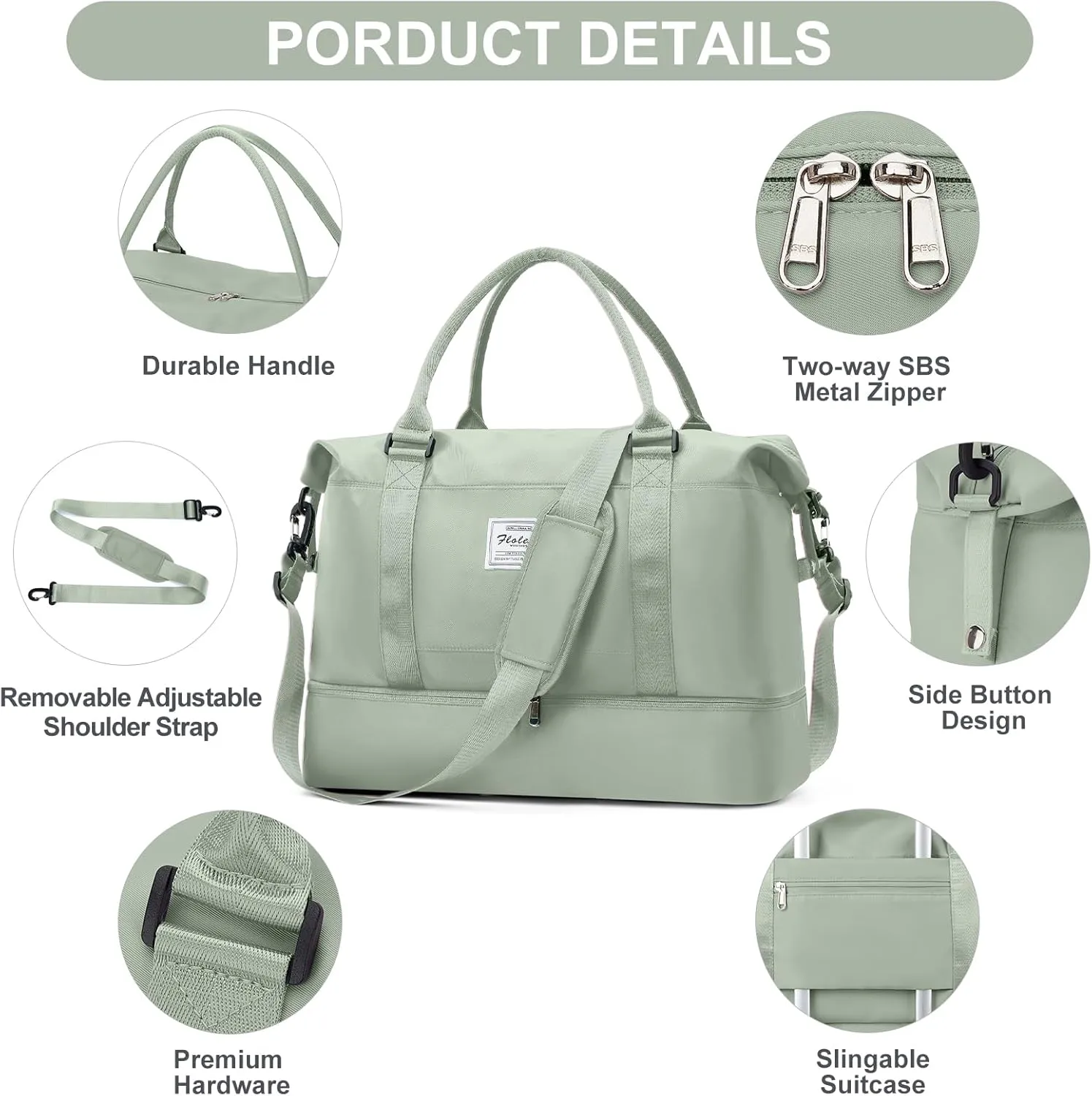Weekender Bags for Women,Travel Duffle Overnight Bag with Shoe Compartment,Personal Item Carry On Bag,Gym Bag,3 Pcs Set