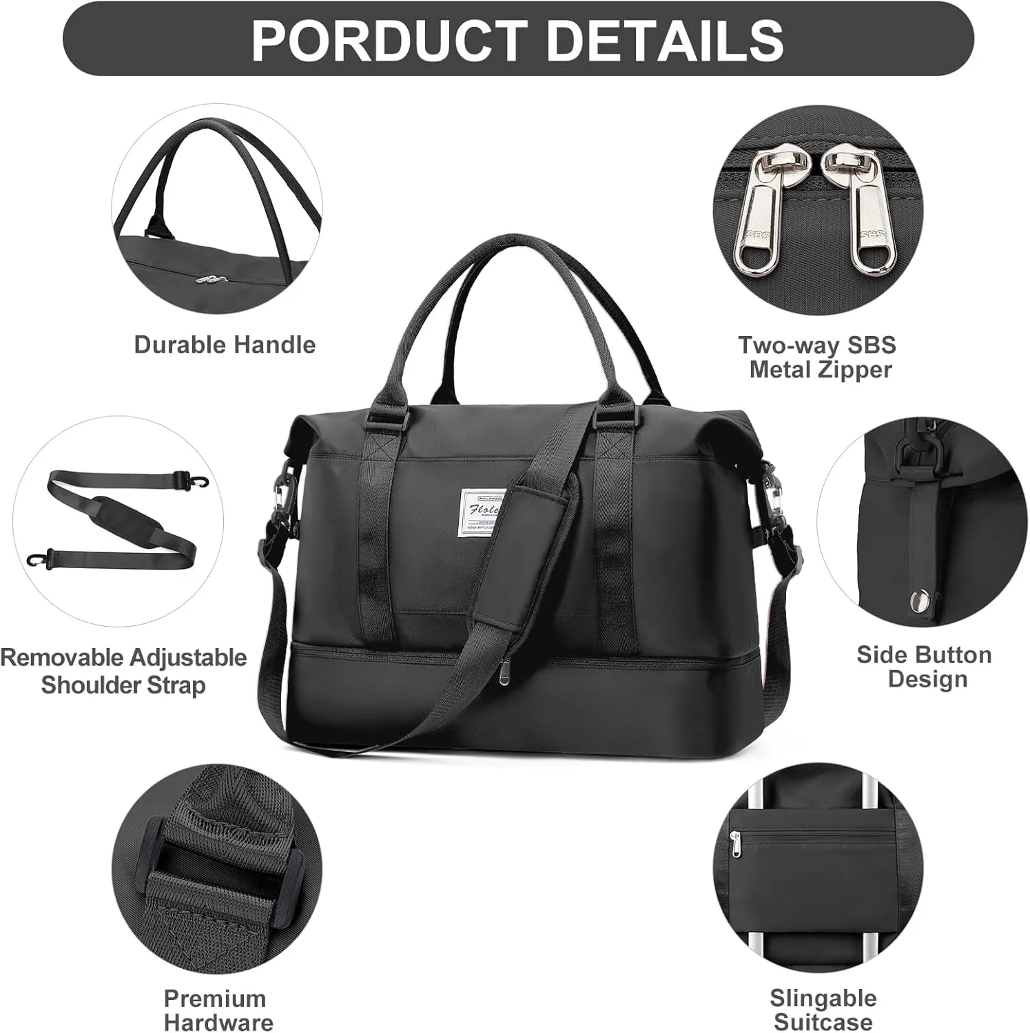 Weekender Bags for Women,Travel Duffle Overnight Bag with Shoe Compartment,Personal Item Carry On Bag,Gym Bag,3 Pcs Set