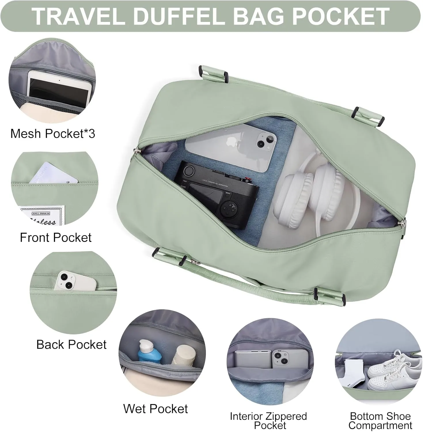 Weekender Bags for Women,Travel Duffle Overnight Bag with Shoe Compartment,Personal Item Carry On Bag,Gym Bag,3 Pcs Set