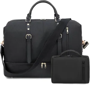 Weekender Overnight Bag Large Travel Duffle Bag with Shoe Compartment & Toiletry Bag for Womens Men Carry On Tote Bags