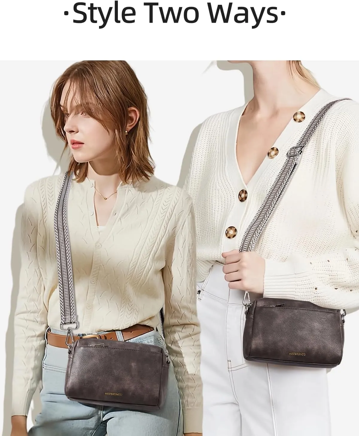 WESTBRONCO Small Crossbody Bags for Women, Shoulder Handbags, Satchel Purse with Adjustable Strap
