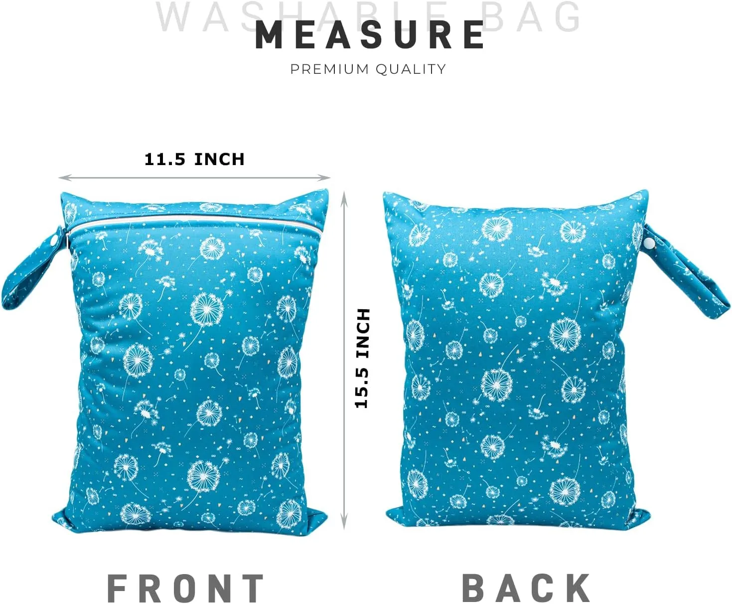 Wet Dry Bag Waterproof Reusable Wet Bag for Swimsuit, Travel, Beach, Pool, Bathing Suit, Diapers, Dirty Yoga Gym Clothes Daycare Organizer One Zippered Pocket (dandelion stars), YLN770