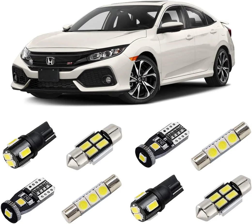 White Interior LED Lights Kit for Honda Civic 2016 2017 2018 2019 2020 2021 Super Bright 6000K Interior LED Light Bulbs Package and Install Tool