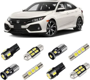 White Interior LED Lights Kit for Honda Civic 2016 2017 2018 2019 2020 2021 Super Bright 6000K Interior LED Light Bulbs Package and Install Tool