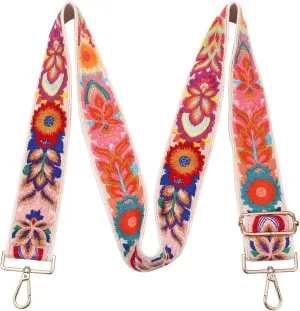 Wide Purse straps Crochet Flower replacement crossbody for Handbag Adjustable Embroidery Knit Guitar Shoulder strap