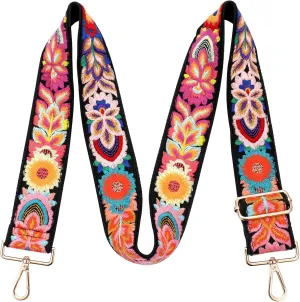 Wide Purse straps Crochet Flower replacement crossbody for Handbag Adjustable Embroidery Knit Guitar Shoulder strap