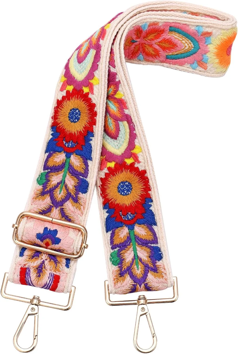 Wide Purse straps Crochet Flower replacement crossbody for Handbag Adjustable Embroidery Knit Guitar Shoulder strap