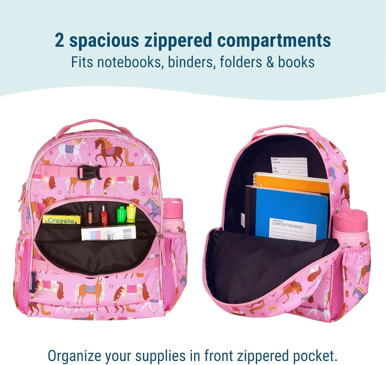 Wildkin ECO rPET 15-inch Kids Backpack – Sustainable, Padded, Adjustable – Horses