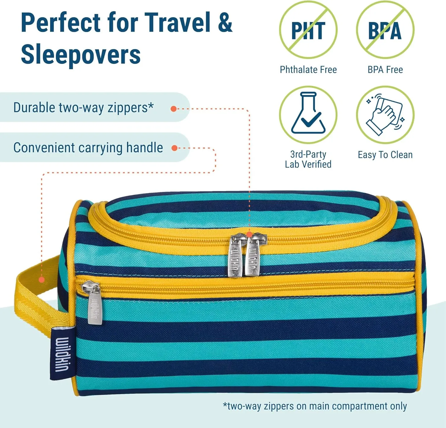 Wildkin Toiletry Bag for Boys and Girls, Ideal for School, Weekend, or Overnight Travel