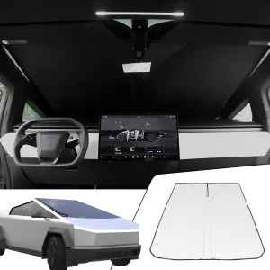 Windshield Sunshade for Tesla Cybertruck 2024, Full Cover Foldable Window Heat Shield with Storage Bag for Cybertruck Accessories