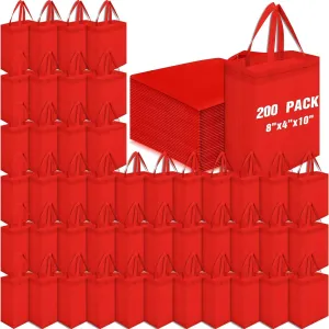 Windyun 200 Pcs Reusable Tote Bag Bulk Non Woven Shopping Bag with Handle Reusable Grocery gift Tote