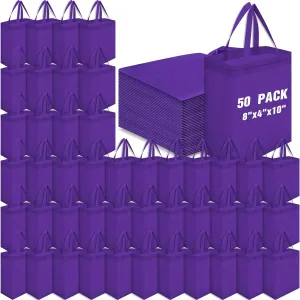 Windyun 50 Pieces Reusable Tote Bags Bulk Non Woven Grocery Tote with Handles Reusable Shopping Bags for Party