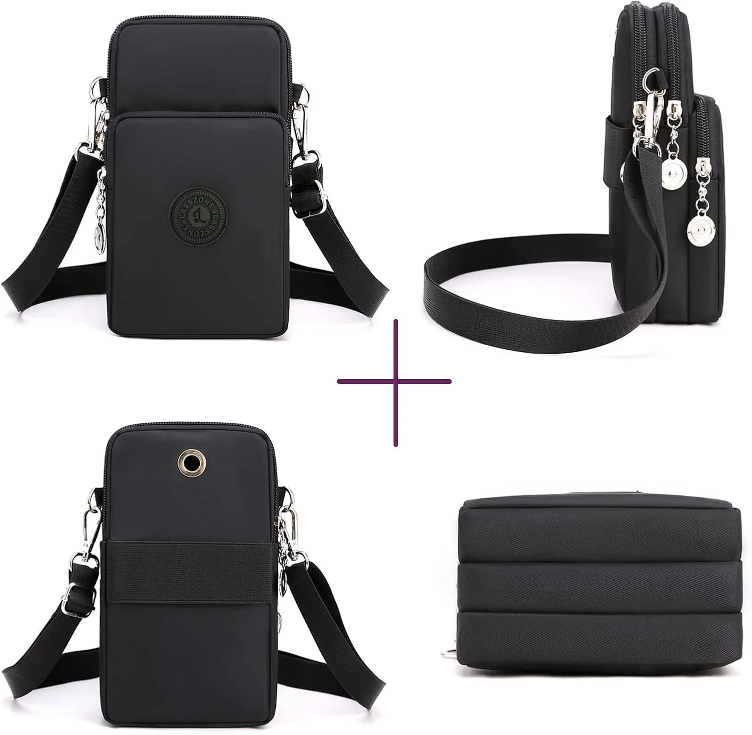 WITERY Waterproof Nylon Cute Crossbody Cell Phone Purse Smartphone Wallet Bag for Women