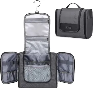 WITZMAN Toiletry Bag for Men Women Large Hanging Multi-organization Bathroom Bag Water-resistant Dopp Kit Shaving Bag Men(B690 Silvery Grey)