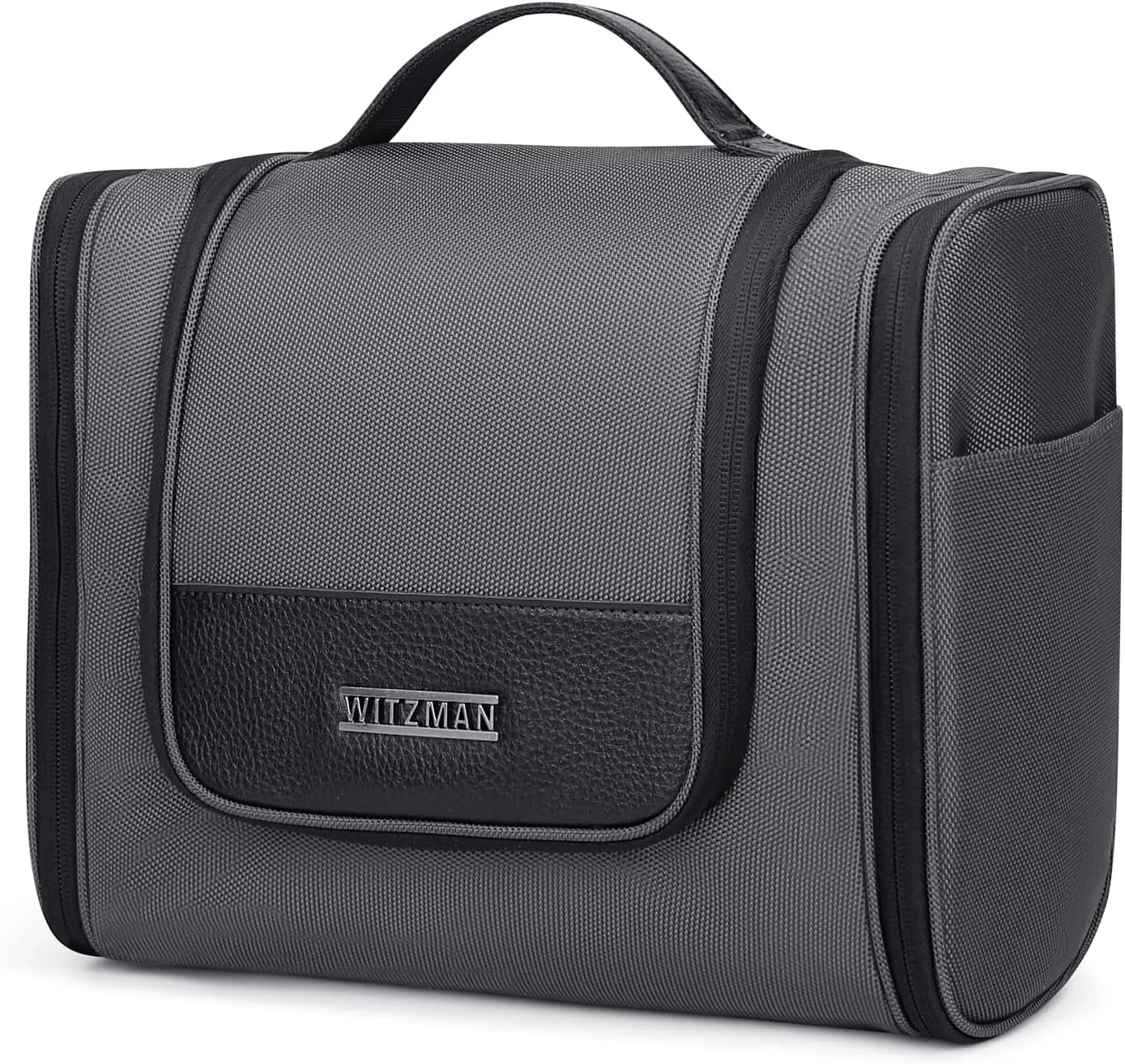 WITZMAN Toiletry Bag for Men Women Large Hanging Multi-organization Bathroom Bag Water-resistant Dopp Kit Shaving Bag Men(B690 Silvery Grey)