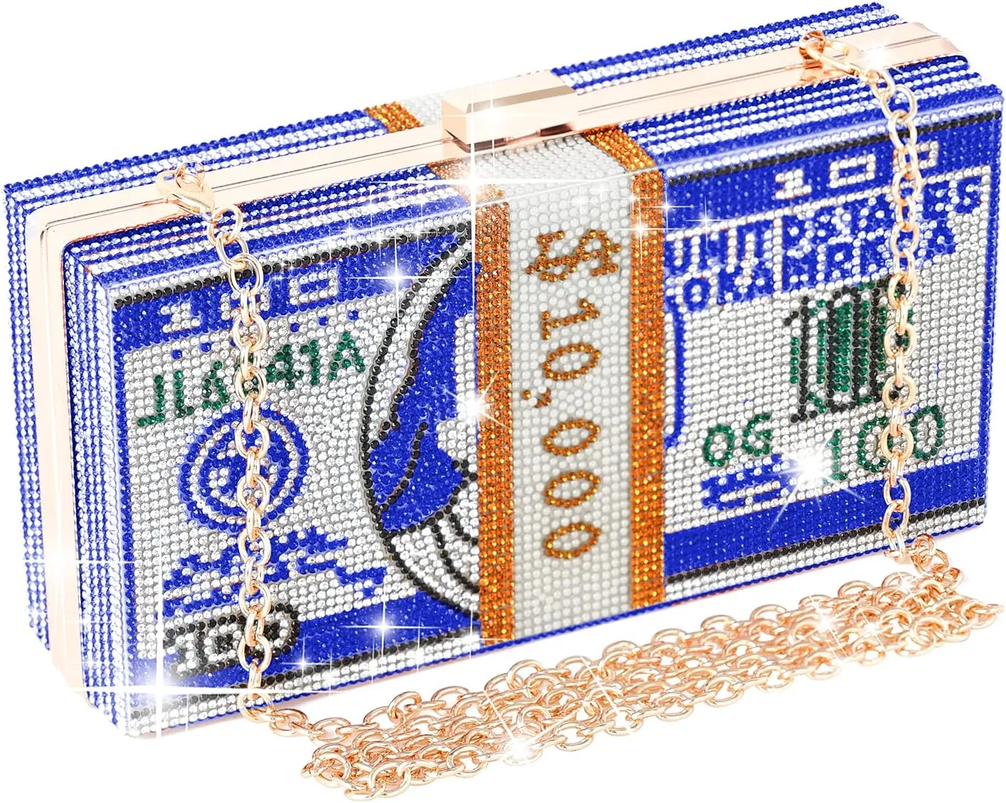 WJCD Money Clutch Purses Rhinestone Crossbody Purse Unique Evening Clutch Handbag Shoulder Bag Money Purses Crossbody Bag